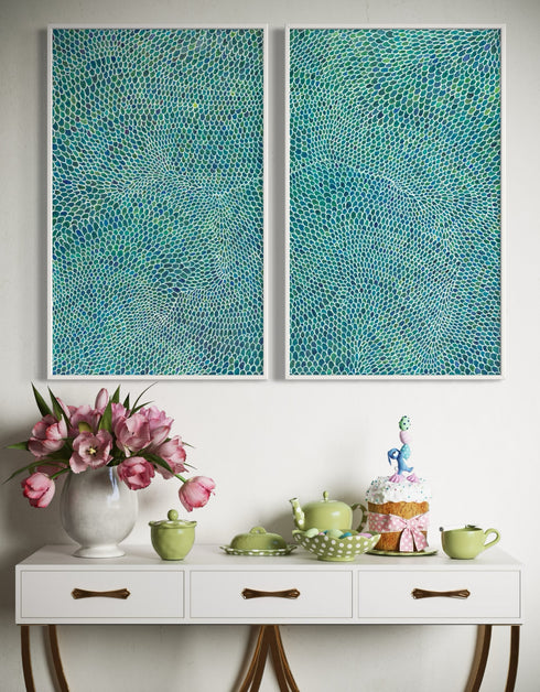 White Scales Diptych | Framed Giclee Print on Canvas
